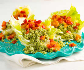 Ginger Pork Lettuce Cups with Strawberry Chutney