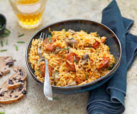 Riz aux champignons et chorizo 