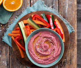 Hummus z gotowanych buraków z pomarańczą