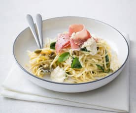Linguine with lemon and prosciutto