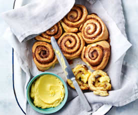 Tear and share cinnamon scrolls with honey butter