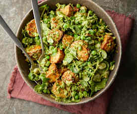 Spiced Potato Salad with Herb Yoghurt, Watercress and Peas 