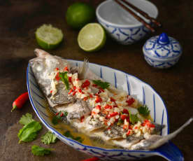 Ikan Kukus Thai dengan Jeruk Nipis