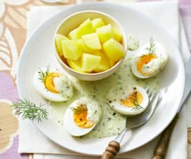 Senf-Kräuter-Eier mit Kartoffeln