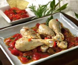 Chicken with red peppers