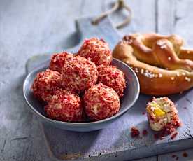 Frischkäsepralinen mit Beef Jerky und Peperoni