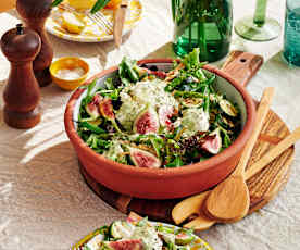 Summer vegetable salad with maple tahini dressing