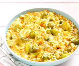 Carrot and Brussels Sprouts Risotto