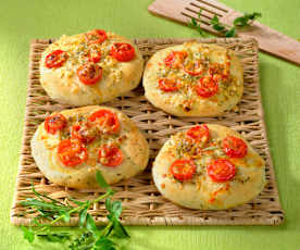 Mini pizzas aux herbes aromatiques