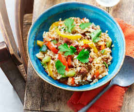 Riz mexicain au bœuf et au chorizo