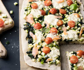 Smoked Salmon, Courgette and Spinach Flatbread