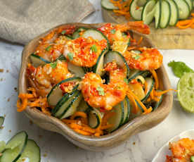 Prawn Salad with Spiralized Carrots and Cucumbers with Sambal Balado