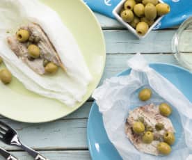 Triglie con marinata di capperi e olive