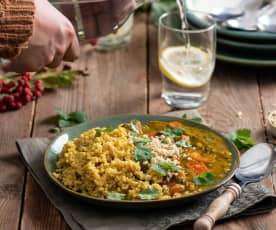 Dyniowe curry z soczewicą i kaszą jaglaną