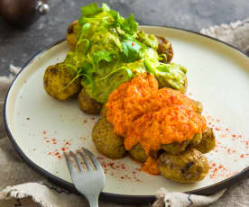 Canarian Potatoes with Red and Green Sauce 