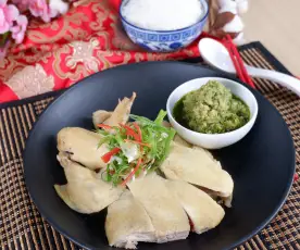 Steamed Chicken With Green Ginger Sauce