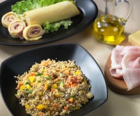 Quinoa con verdure e frittata al vapore (senza glutine)