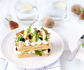 Goats cheese and caramelised onion mille feuille
