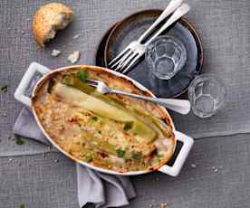 Poireaux gratinés à la béchamel