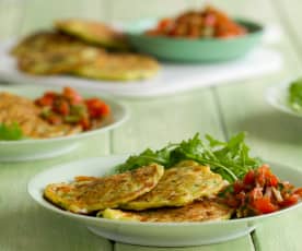 Mediterranean Courgette Fritters and Salsa