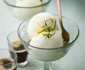 Limoncello Sorbet with Mint and Basil
