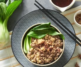 Arroz de Sichuan con carne picada y aceite de chile (Cocción de arroz) - China