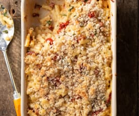 Baked Macaroni Cheese with Chorizo and Peppers