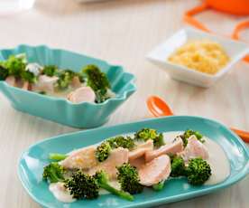 Łosoś z brokułami i beszamelem (dla dzieci)