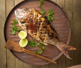 Fragrant whole barbecued fish