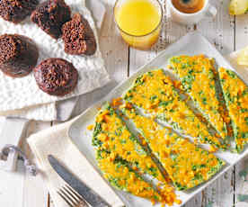 Ham and Cheddar Frittata with Chocolate Zucchini Muffins