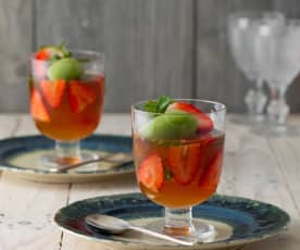 Pimm's Jelly with Cucumber Sorbet