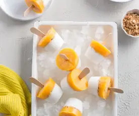 Mango, coconut and lychee icy poles