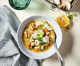 Curry z dorszem i krewetkami