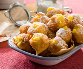 Buñuelos con crema de azafrán