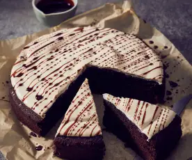Gâteau au chocolat meringué et caramel au café