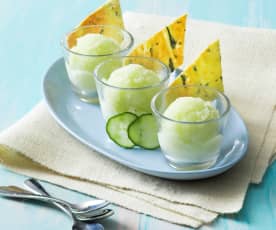 Gin and tonic sorbet with cucumber