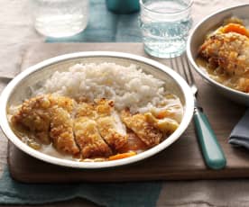 Poulet katsu au riz et curry