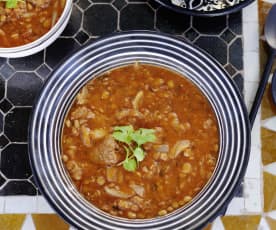 Harira - Sopa de lentilhas com carne
