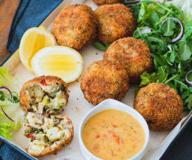 Fish cakes with beurre blanc sauce