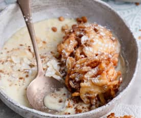 Fried Apple Curls with Vanilla Custard