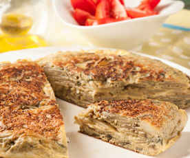 Tortilla de berenjenas y queso