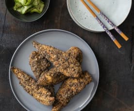 Crispy Japanese chicken with pickled cucumbers