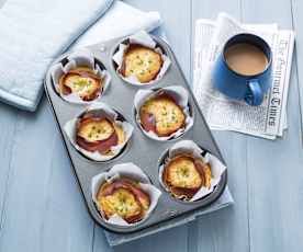 Prosciutto and basil egg cups