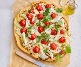 Pizza blanche au fenouil et tomates cerise