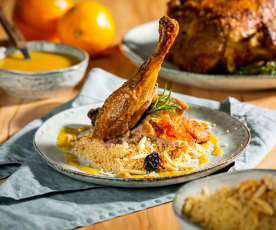 Ente mit Orangen-Ingwer-Sauce und Couscous