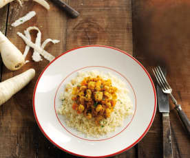 Cuscuz com legumes à valenciana