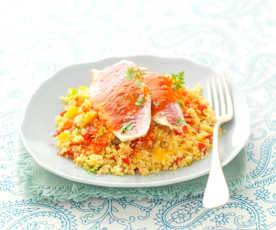 Couscous au rouget et aux poivrons