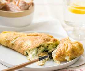 Tortilla de calabacín y queso crema