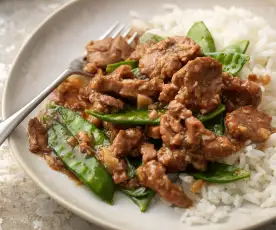 Thai Garlic Pork with Rice and Vegetables