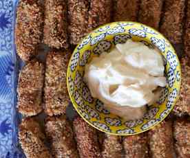 Aubergine and Potato Croquettes with Garlic Mayo